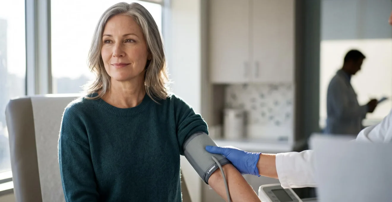 Personne de plus de 50 ans lors d'une consultation médicale de dépistage cardiométabolique